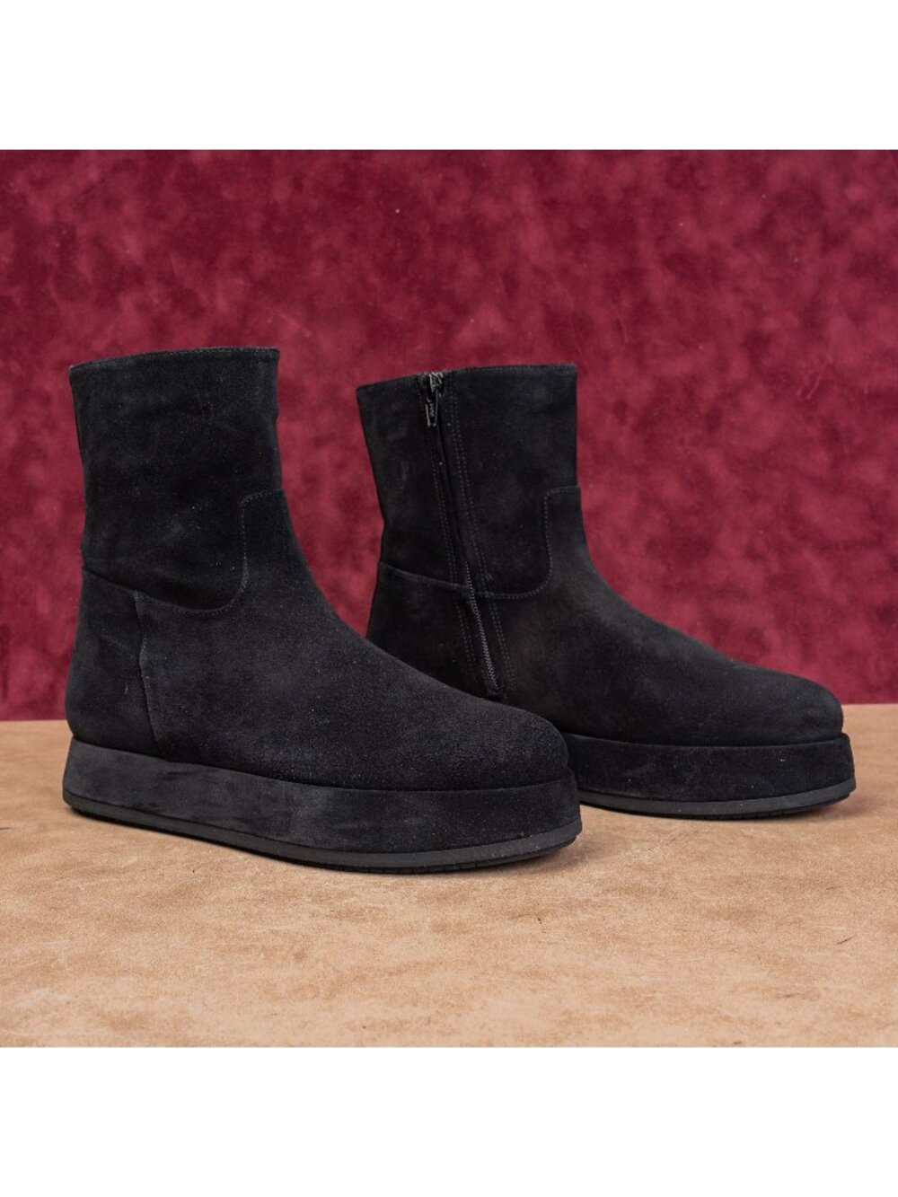 Paloma Barcelo Wmn Platform Festival Fashion Black Suede Zip Boots 7-7.5US EUR38